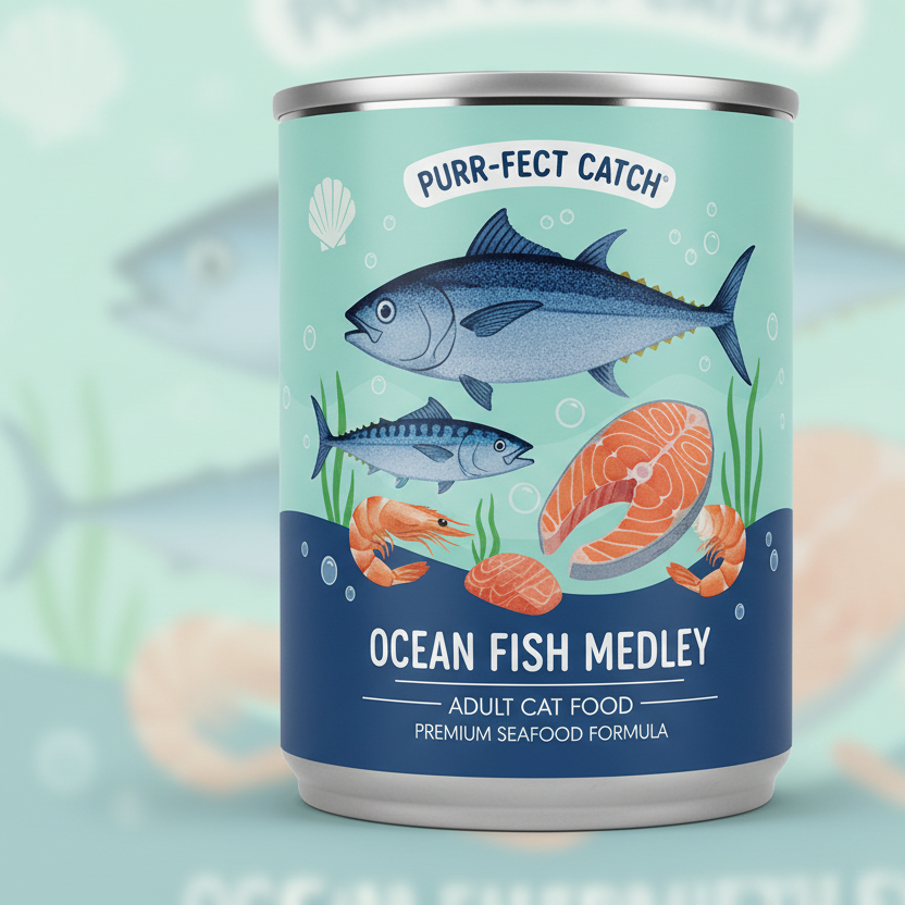 Ocean Fish Medley Adult Cat Food can
