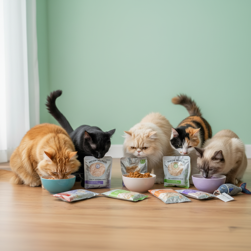 Cats Enjoying Variety