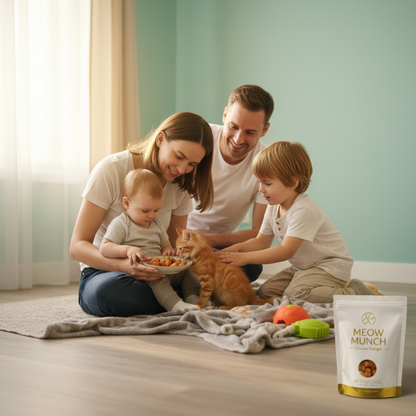 Family Feeding Kitten