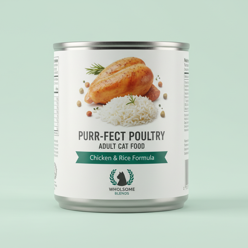 Premium Chicken & Rice Adult Cat Food can
