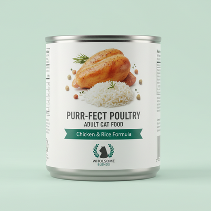 Premium Chicken & Rice Adult Cat Food can