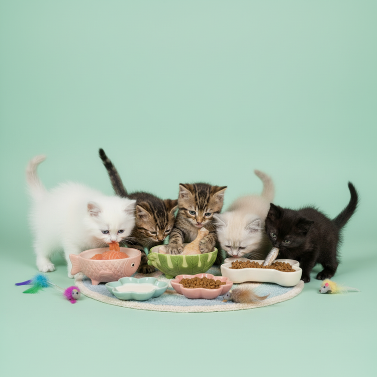 Kittens Eating Together