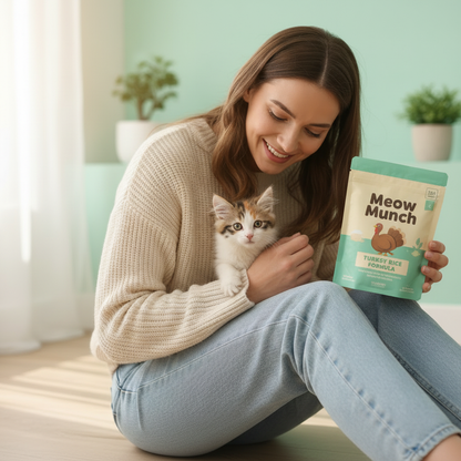 Woman with Product and Kitten